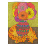 Cat with Gerbera Daisies in Talavera Vase Greeting Card