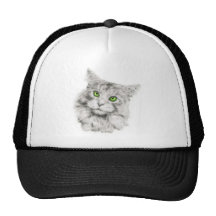 Cat with green eyes trucker hats