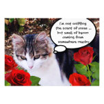 CAT WITH RED ROSES BACON BRUNCH PARTY INVITATIONS