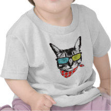 Cat with sunglass tee シャツ