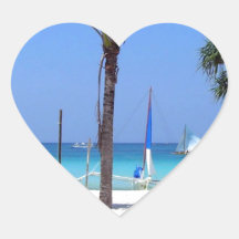 Catamaran on the beach - Amazing Gift Idea Heart Sticker
