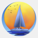 Catamaran Sailing Round Sticker