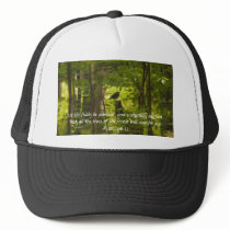 Catbird in the Forest Green Mesh Hat