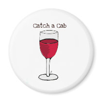 CATCH A CAB...wine print by jill Refrigerator Magnet
