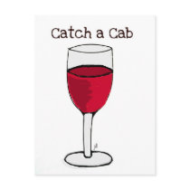 CATCH A CAB...wine print by jill Postcards