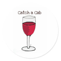 CATCH A CAB...wine print by jill Round Sticker