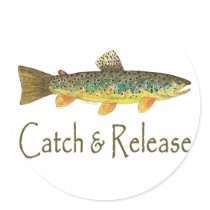 Catch and Release Fishing Round Sticker