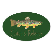 Catch and Release Fishing Oval Sticker