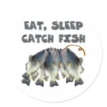 catch fish round sticker