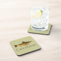Catch & Release Trout Fishing Beverage Coaster