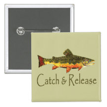 Catch & Release Trout Fishing Pinback Button