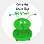 Catch the Green Bug Round Stickers