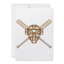 catchers mask and bats baseball icon personalized invite