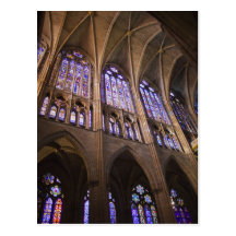 Catedral De Léon, fenêtres en verre teinté intérie Carte Postale