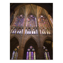 Catedral De Léon, fenêtres en verre teinté intérie Cartes Postales