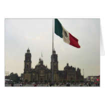 Catedral en el Zocalo del DF con la Bandera Greeting Cards