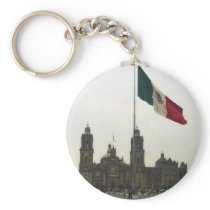 Catedral en el Zocalo del DF con la Bandera Keychain