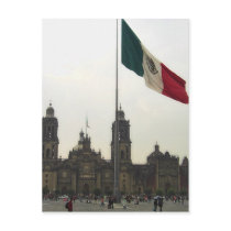 Catedral en el Zocalo del DF & la Bandera Mexicana Post Cards