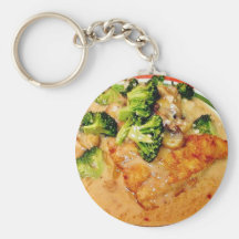 Catfish Broccoli Piccata Food Cooking Dinner Keychain