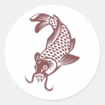 catfish koi carp fish round sticker