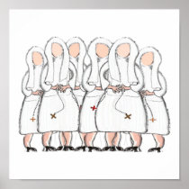 Catholic Nuns Pen & Ink Poster Art