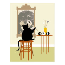 CatPaintingDog Postcard