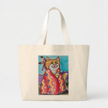 "Catpoose" Cat in Indian Blanket, Colourful, Cute! Canvas Bags