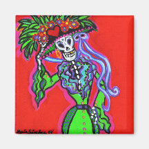 Catrina Corazon Verde Fridge Magnets