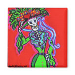Catrina Corazon Verde Fridge Magnets