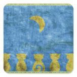 Cats and Moon - square sticker