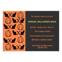 Cats and Pumpkins - Halloween party invites