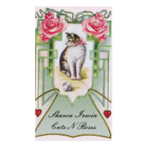 Cats and Roses Business Card Template business cards