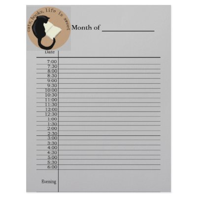 Cats Books Life is Sweet Day Planner Pages Letterhead by friendlyspirit
