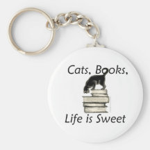 Cats Books Life is Sweet Key Chains