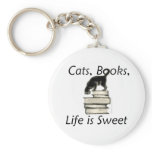 Cats Books Life is Sweet Key Chains