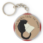 Cats, Books, Life is sweet Keychain v2