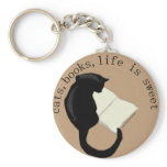 Cats, Books, Life is sweet Keychain v2