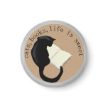 cats, books, life is sweet refrigerator magnets