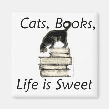 Cats Books Life is Sweet Magnets