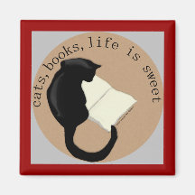 Cats, Books, Life is sweet v2 Magnet
