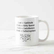Cats_-_Cartoon_2, 1 cat = Cattitude 2 cats = Ki... Coffee Mugs