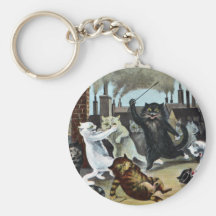 Cats Duke It Out on a Rooftop Keychains