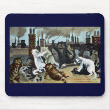 Cats Duke It Out on a Rooftop Mousepads