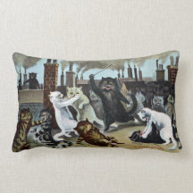 Cats Duke It Out on a Rooftop Pillow