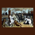 Cats Duke It Out on a Rooftop posters