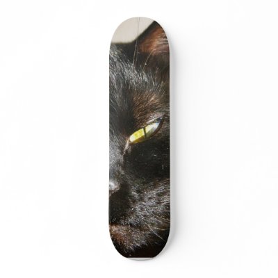 Cats Eyes Furry Whiskers Black Custom Skateboard by lifesphere