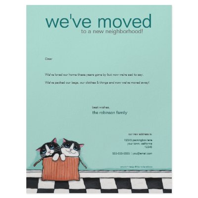 Cats in a Packing Box | We've Moved Announcement Personalized Letterhead by LisaMarieArt