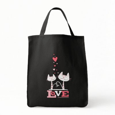 Cats in Love Cute Kitty Valentine Tote Bag by LisaMarieDesign