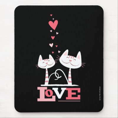Cats in Love Cute Kitty Valentine Mousepads by LisaMarieDesign