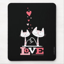 Cats in Love Cute Kitty Valentine Mousepads